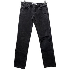GARAGE Denim Black Wash Jeans Low Rise Straight Ripped Distressed Size 00 23